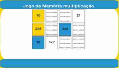 jogo educativo e pedagógico gratis - Jogo da Memória Multiplicação